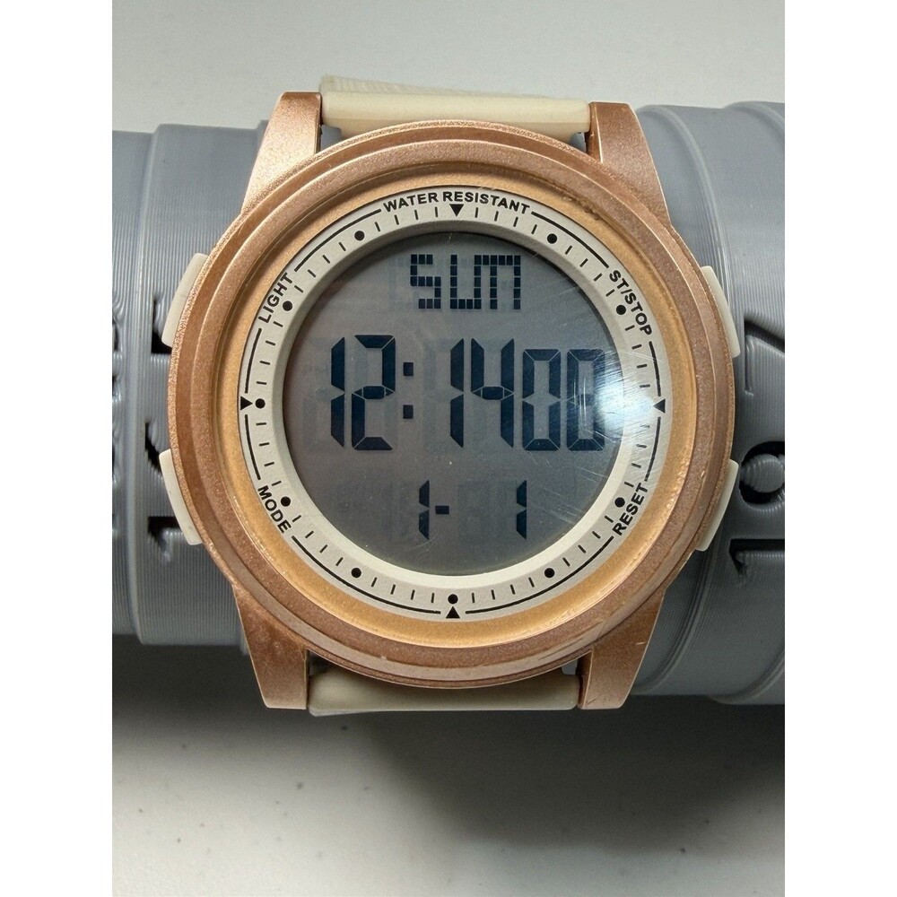 Lavaredo Digital Watch Rose Gold Cream Silicone Strap 5 ATM CR2025 Working